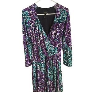 LAUNDRY BY SHELLI SEGAL Women's Purple Blue Lined Waist Faux-wrap Dress 8